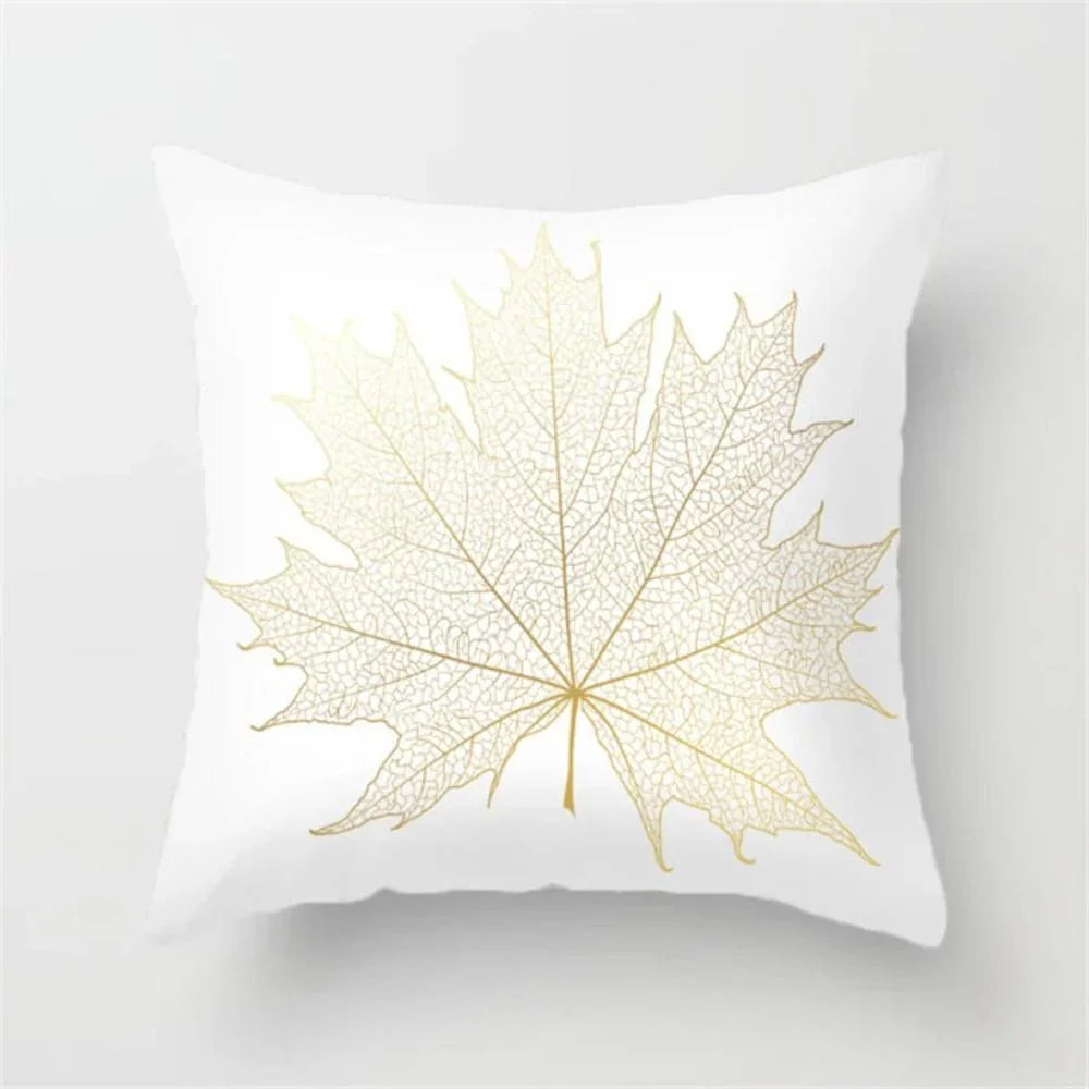 Gold Leaf Cushion Cover for Home Decor, side view - House Of Avana