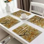 Gold tree design placemats, metallic gold leaf finish, decorative table setting - House of Avana