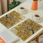 Gold tree design placemats, metallic gold leaf finish, decorative table setting - House of Avana