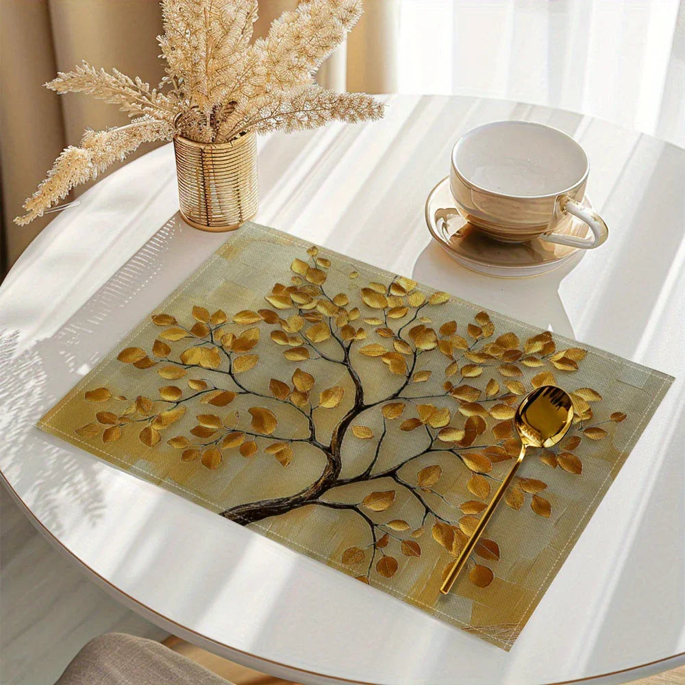 Gold Leaf Tree Dining Table Decor Place Mats for Seasonal Décor - House Of Avana