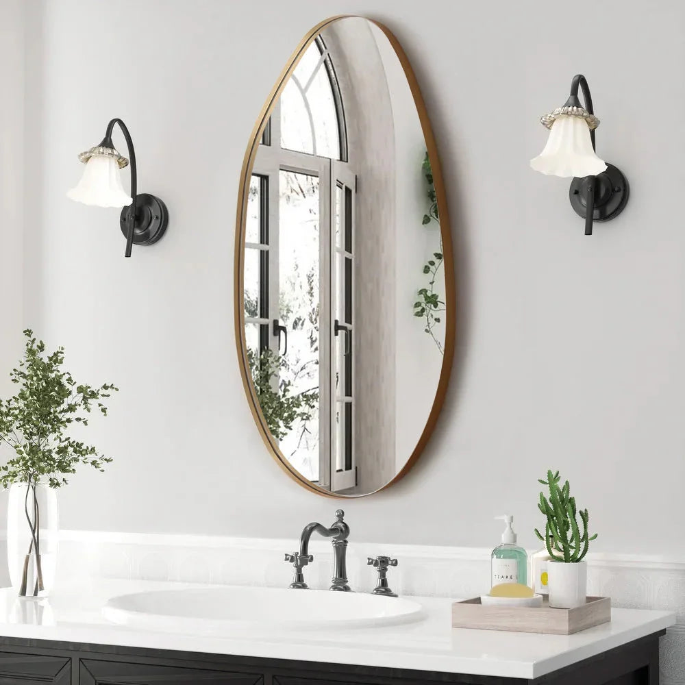 Gold Metal Framed Wall Mirror - House Of Avana