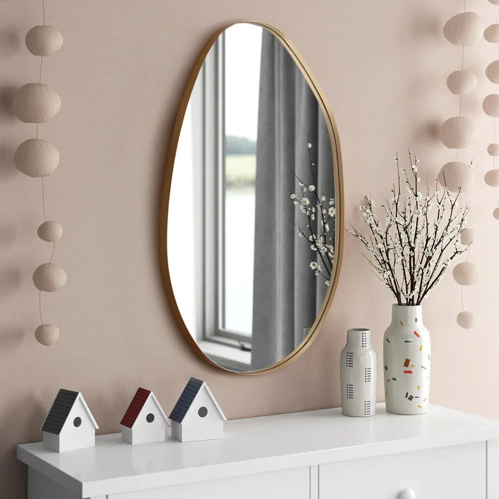 Gold Metal Framed Wall Mirror - House Of Avana