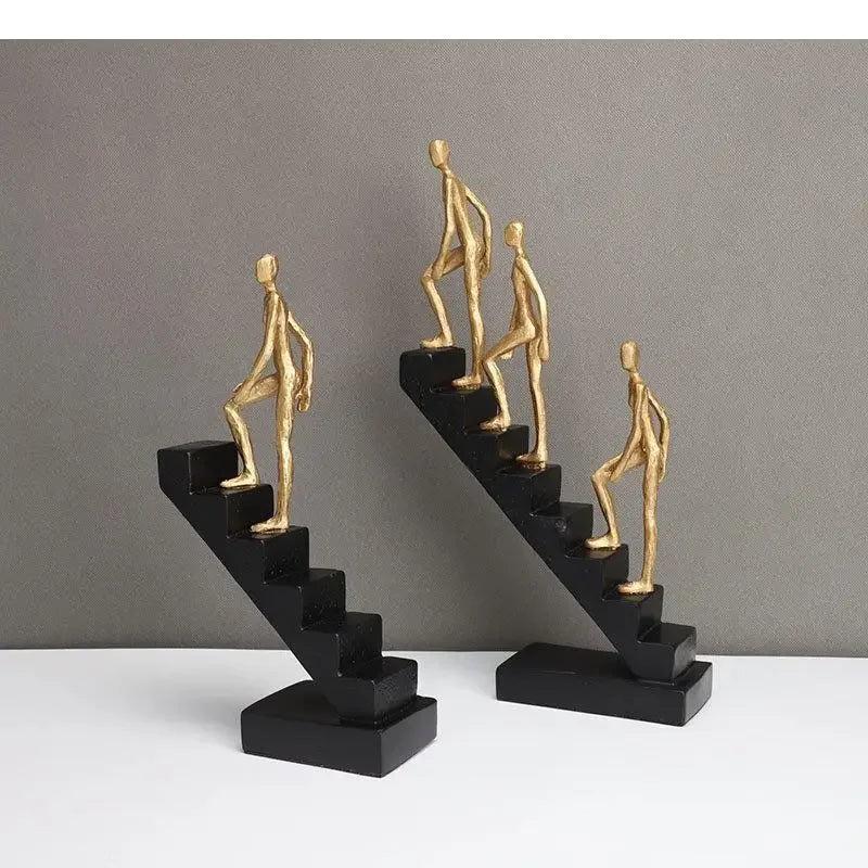 Gold Climber Figure - Modern Climbing Ladder, back view - House Of Avana