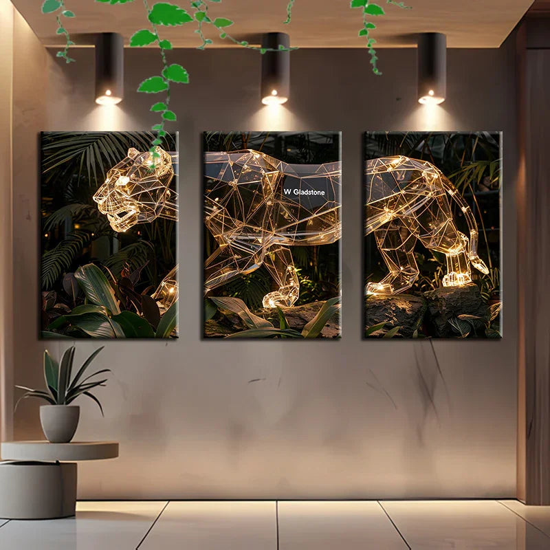Gold panther wall sculpture, metallic finish, 3D design - House of Avana
