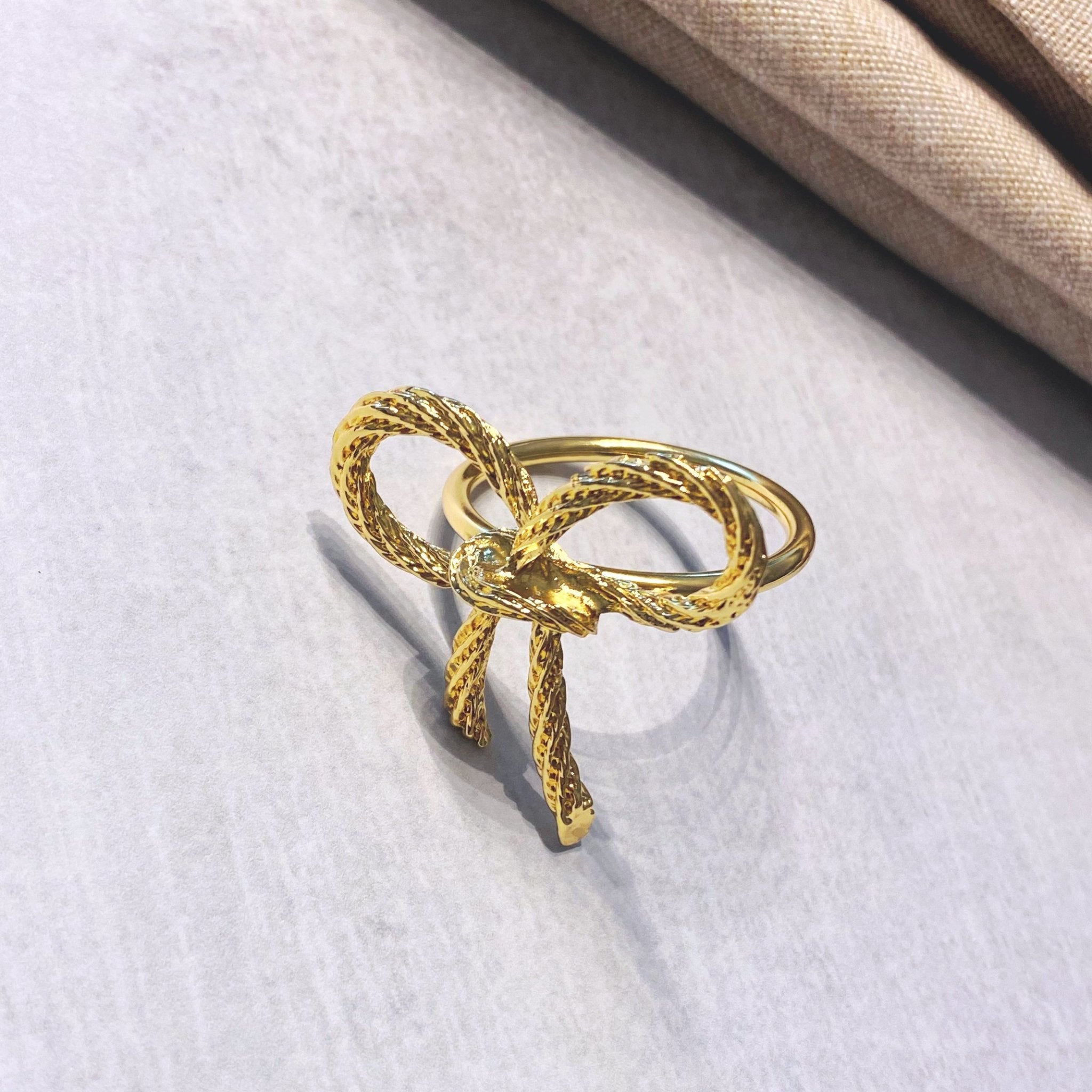 Gold Plated Bow Napkin Ring Tea + Linen