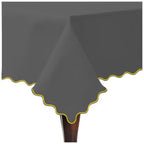 Scallop Embroidery Sateen Cotton Solid Table Cloth - Dark Grey PushpLinen