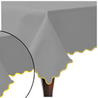 Scallop Embroidery Sateen Cotton Solid Table Cloth - Light Grey PushpLinen