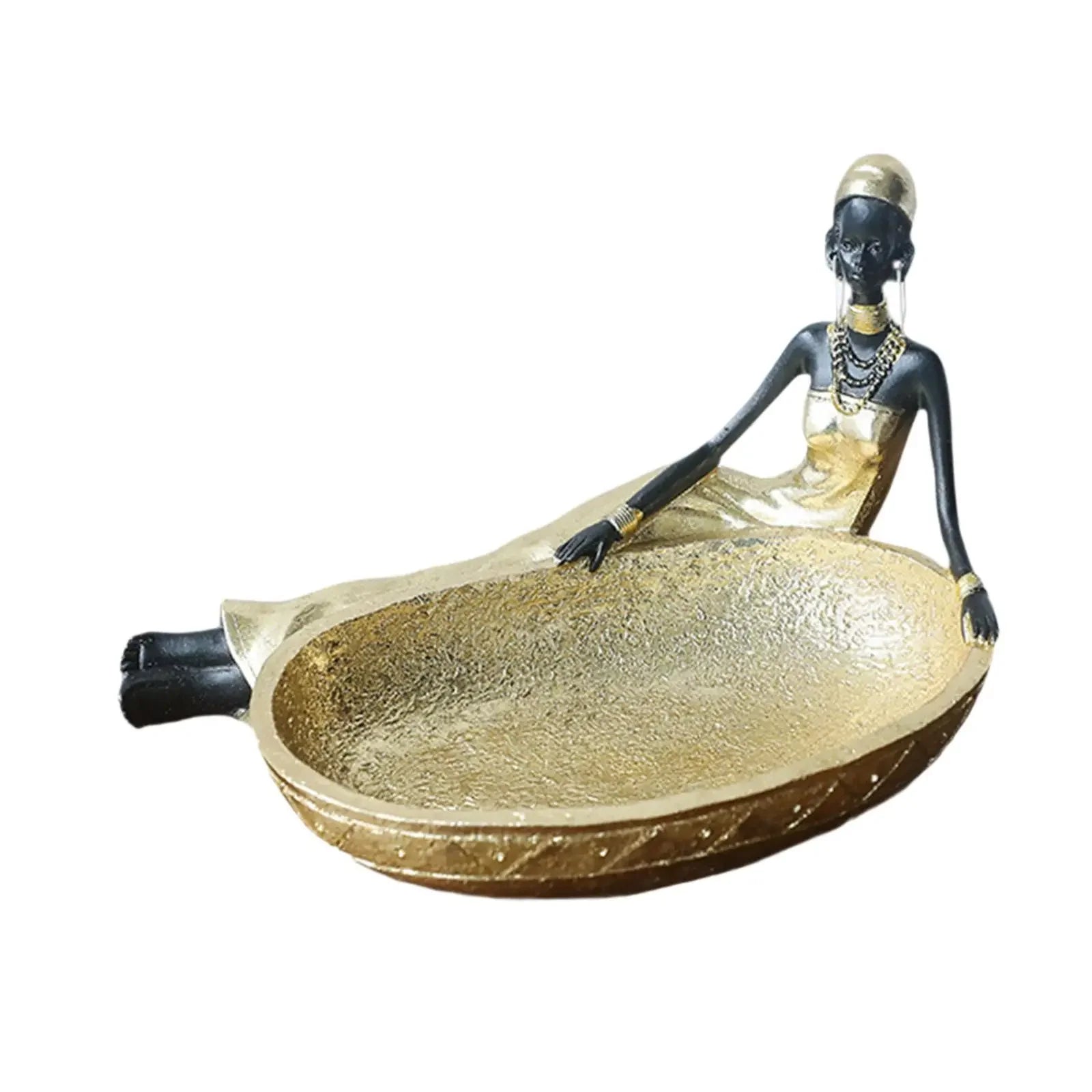 African Gold Sculpture - Tribal Lady Tabletop, alternate view - House Of Avana