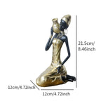 African Gold Sculpture - Tribal Lady Tabletop, in-use display - House Of Avana