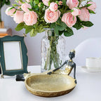 African Gold Sculpture - Tribal Lady Tabletop, side view - House Of Avana