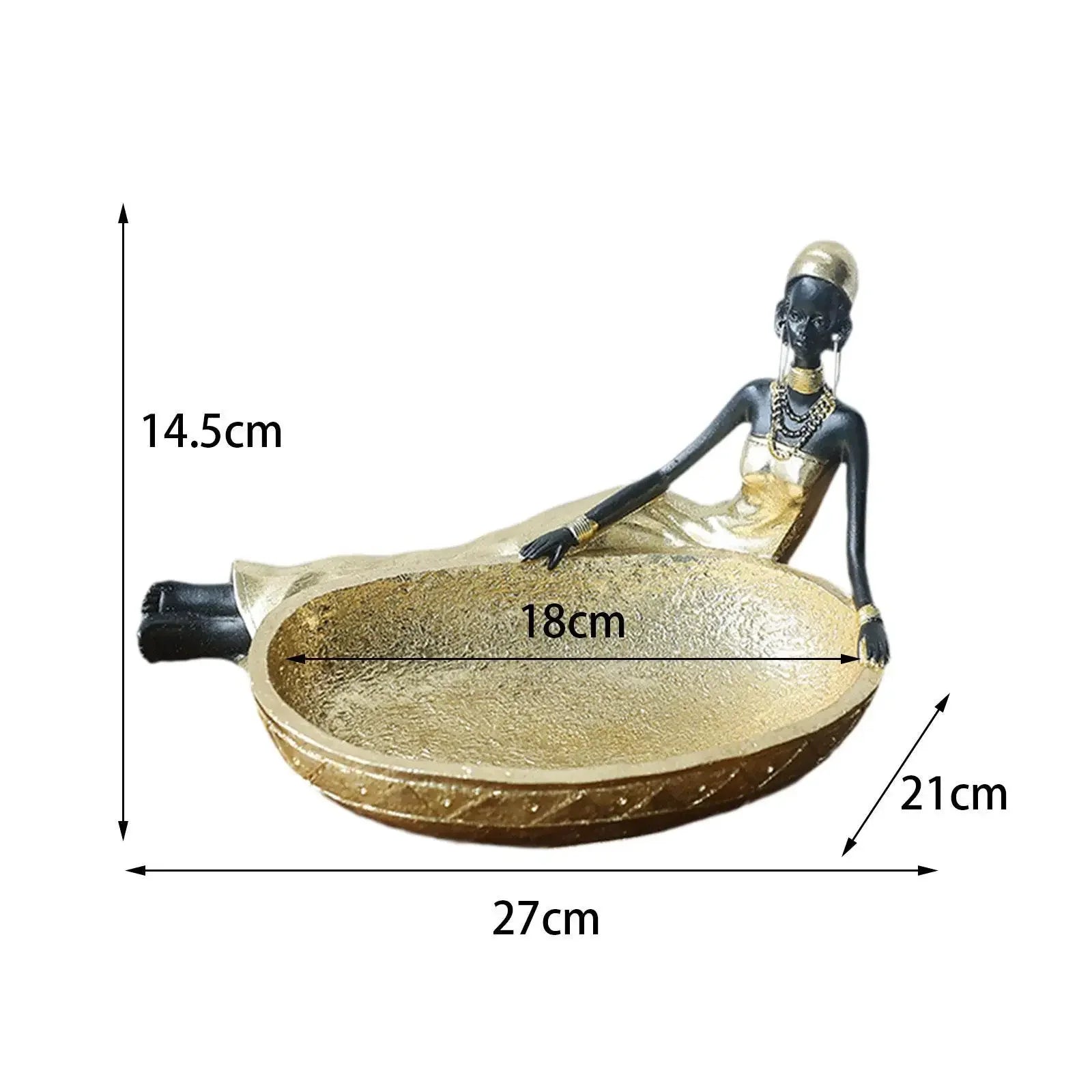 African Gold Sculpture - Tribal Lady Tabletop, top view - House Of Avana