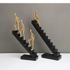 Gold-plating Climber Character Resins Sculpture Climbing Ladder Figure Statue Ornaments Desk Decoration... - House Of Avana