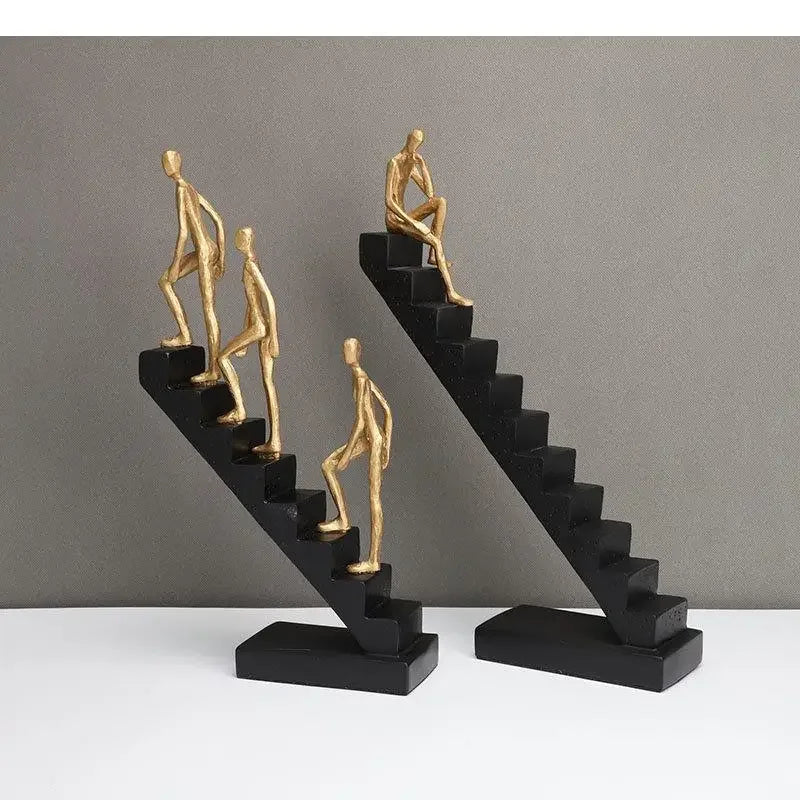 Gold-plating Climber Character Resins Sculpture Climbing Ladder Figure Statue Ornaments Desk Decoration... - House Of Avana