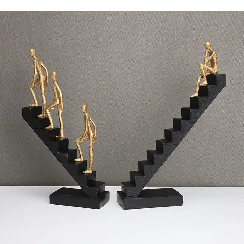 Gold-plating Climber Character Resins Sculpture Climbing Ladder Figure Statue Ornaments Desk Decoration... - House Of Avana