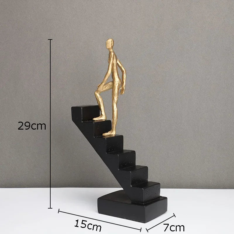 Gold-plating Climber Character Resins Sculpture Climbing Ladder Figure Statue Ornaments Desk Decoration... - House Of Avana