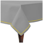 Single Embroidery Border Sateen Cotton Solid Table Cloth - Light Grey PushpLinen