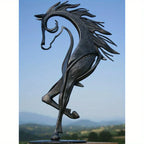 Modern Horse Statue - Antique Gold Finish, angled view - House Of Avana