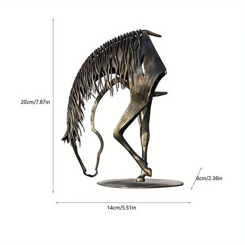 Modern Horse Statue - Antique Gold Finish, side view - House Of Avana