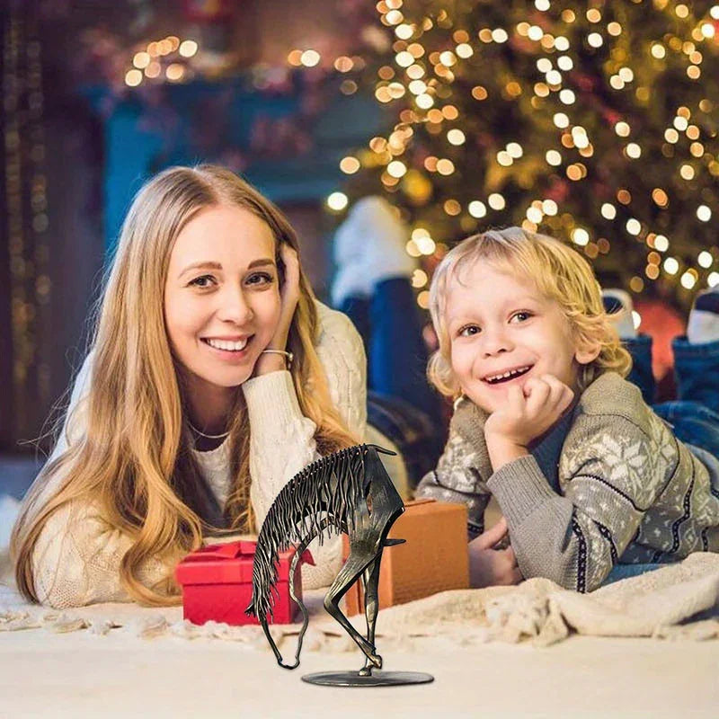 Modern Horse Statue - Antique Gold Finish, top view - House Of Avana