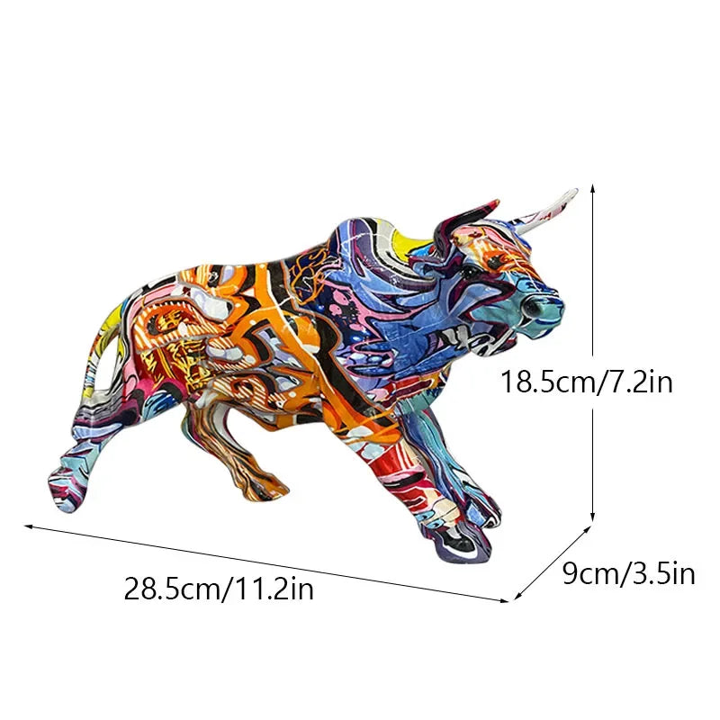 Modern Mosaic Bull Statue - Gold Home Decoration, angled view - House Of Avana