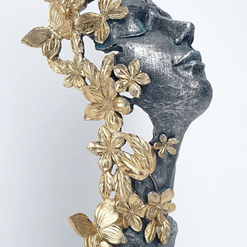 Decorative Mask Statue - Gold Finish Sculpture, lifestyle image - House Of Avana