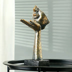 Decorative Mask Statue - Gold Finish Sculpture, side view - House Of Avana