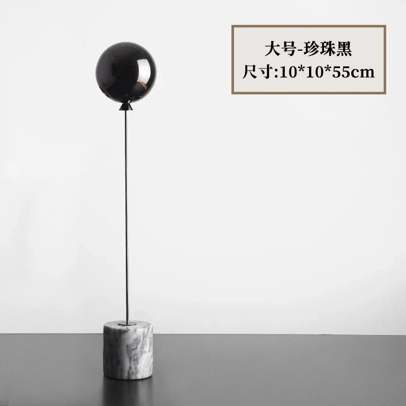 Marble Base Statue - Gold Balloon Sculpture, angled view - House Of Avana