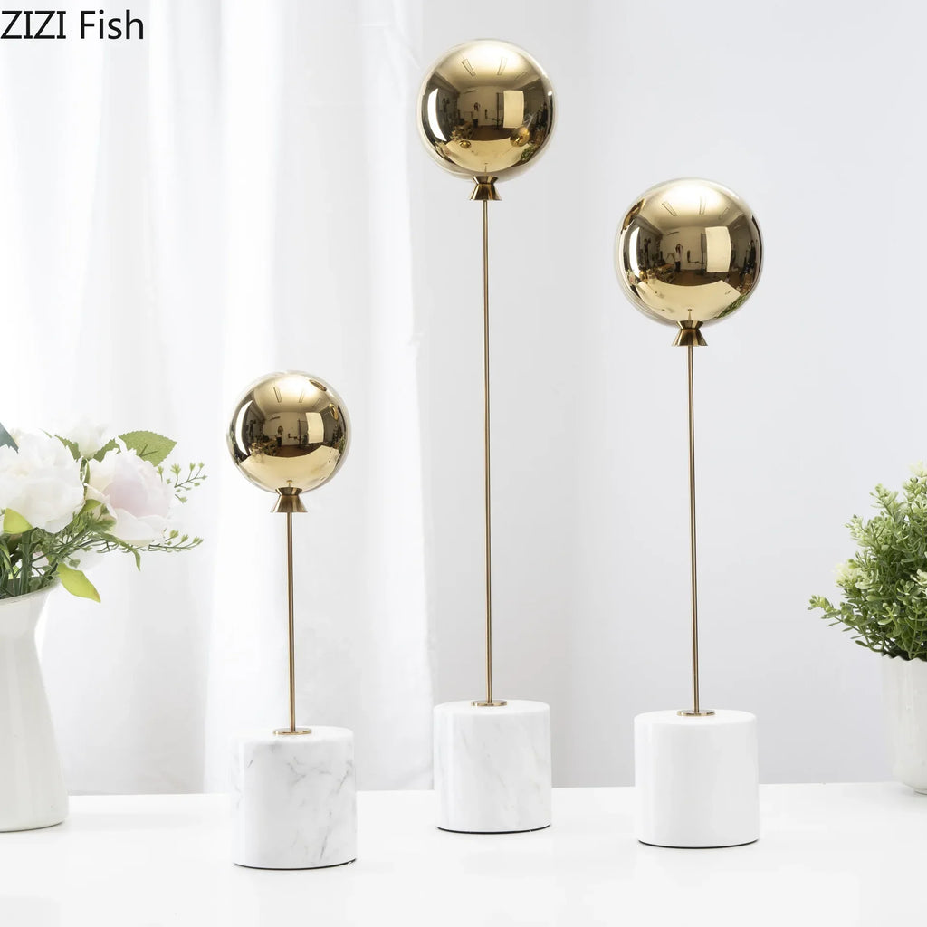 Marble Base Statue - Gold Balloon Sculpture, back view - House Of Avana