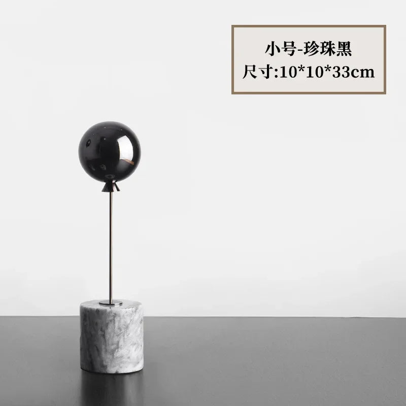 Marble Base Statue - Gold Balloon Sculpture, dimensions view - House Of Avana