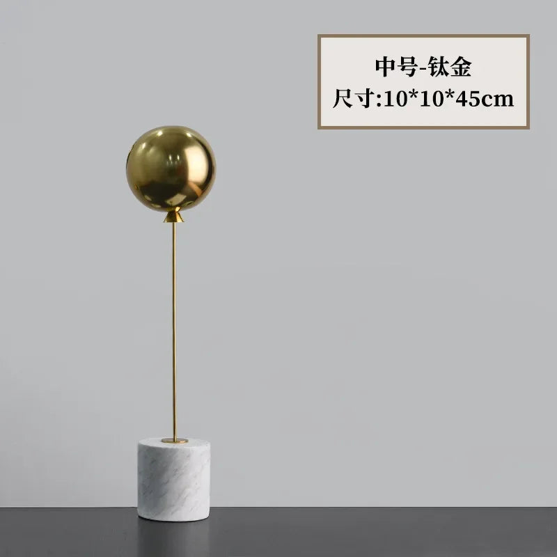 Marble Base Statue - Gold Balloon Sculpture, texture detail - House Of Avana