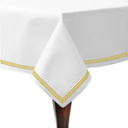 Triple Embroidery Border Sateen Cotton Solid Table Cloth PushpLinen