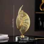 Single gold wire centerpiece shown with dimension markers, resting on a thick clear acrylic base.