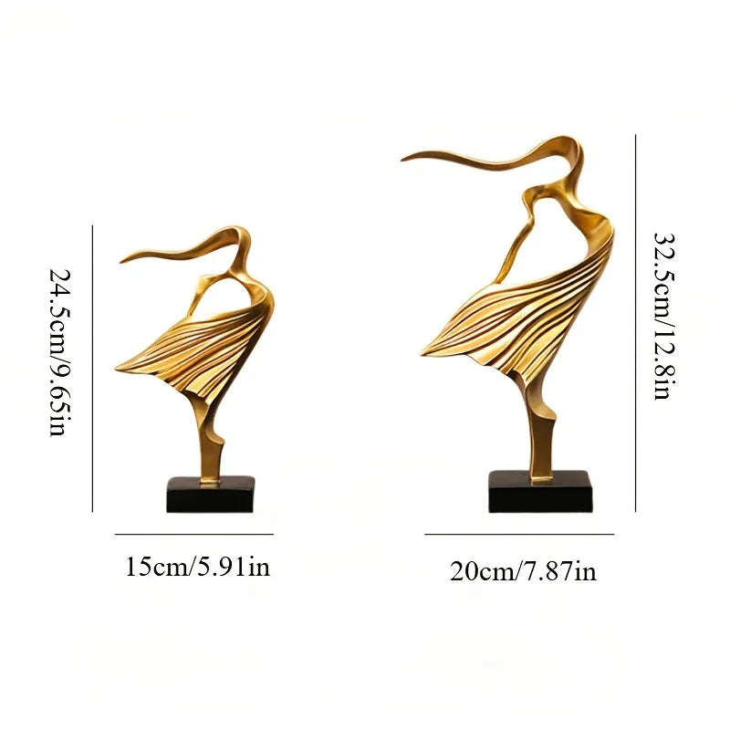 S Elegant Golden Dancer Figurines - Modern Abstract Art Decor for Home, Bar, Office | Ideal for Display... - House Of Avana