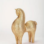 Modern Golden Horse Figurine - Abstract Nordic Design, angled view - House Of Avana