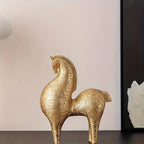 Modern Golden Horse Figurine - Abstract Nordic Design, back view - House Of Avana