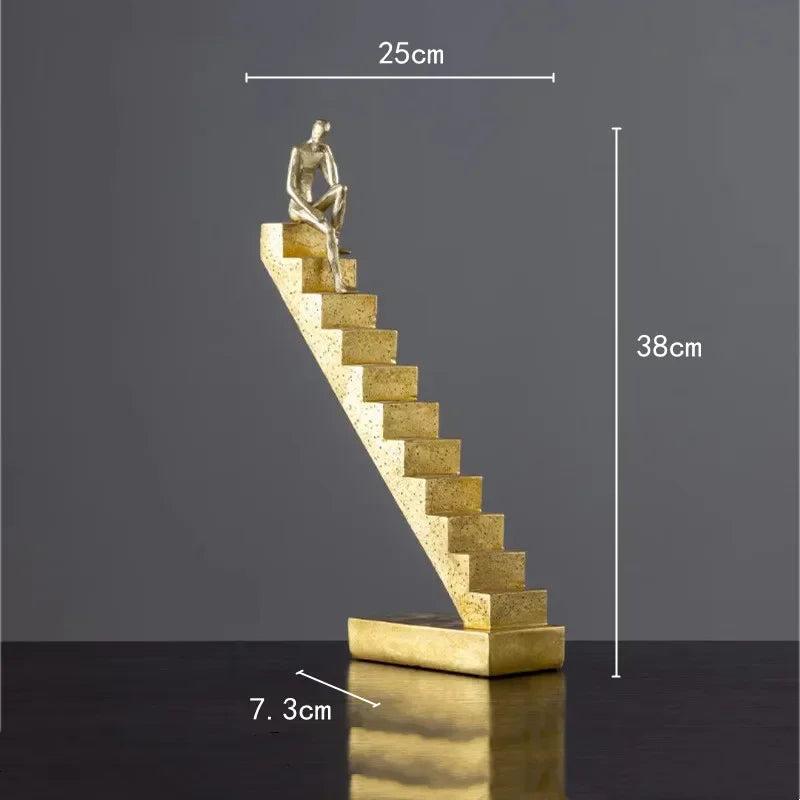 Abstract Figurine - Golden Staircase Sculpture, alternate view - House Of Avana