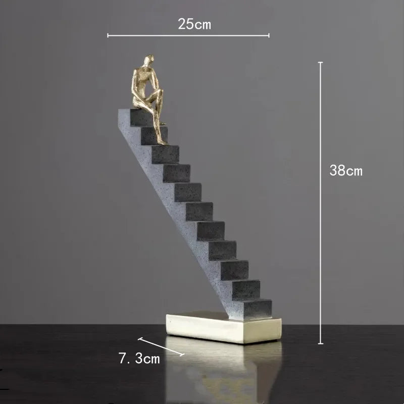 Abstract Figurine - Golden Staircase Sculpture, alternate view - House Of Avana