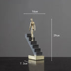Abstract Figurine - Golden Staircase Sculpture, dimensions view - House Of Avana