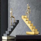 Abstract Figurine - Golden Staircase Sculpture, side view - House Of Avana