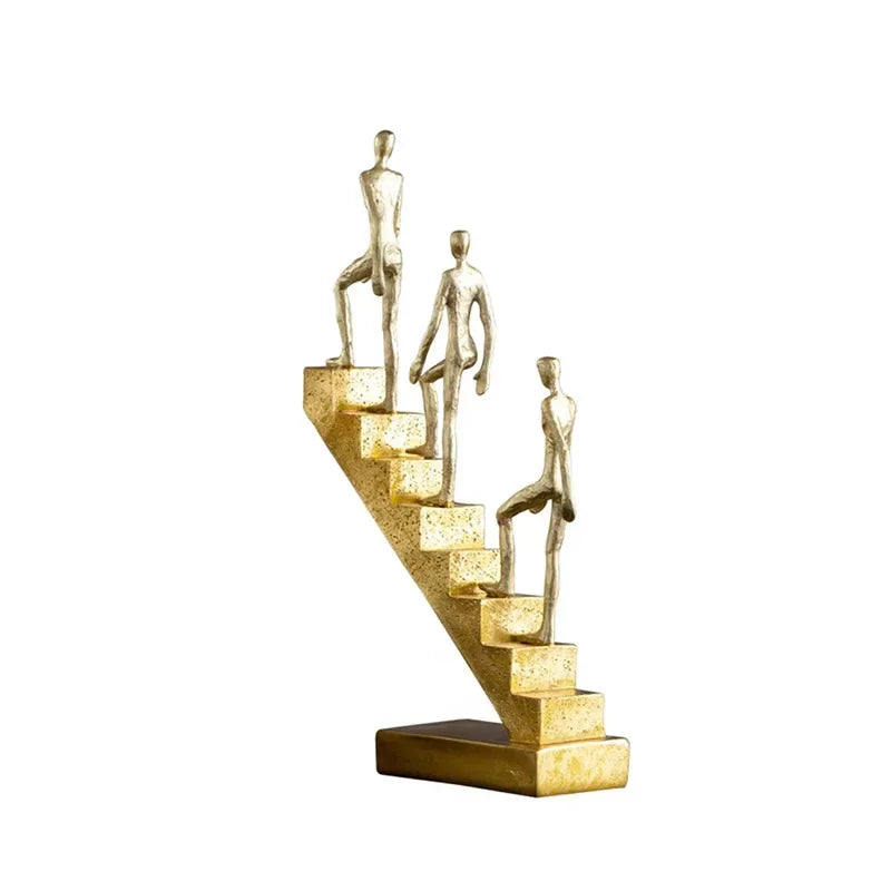 Abstract Figurine - Golden Staircase Sculpture, top view - House Of Avana