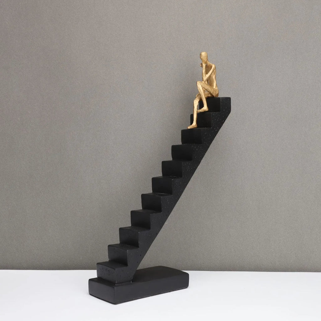 Golden Climber Sculpture - Abstract Modern Artwork, angled view - House Of Avana