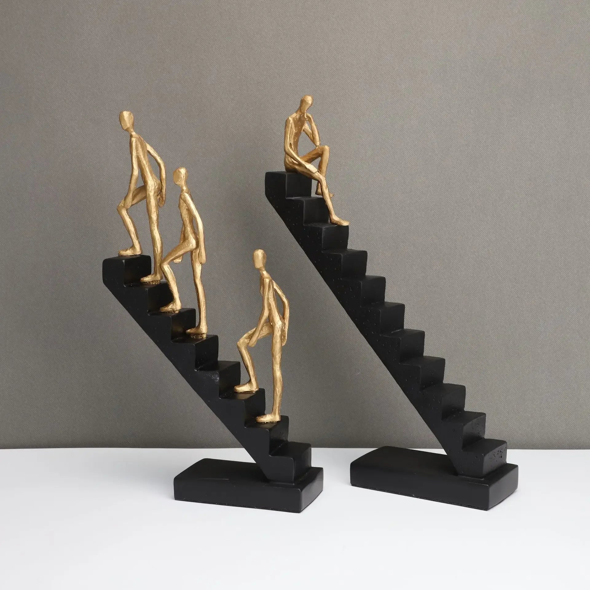 Golden Climber Sculpture - Abstract Modern Artwork, side view - House Of Avana
