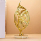Golden abstract sculpture, metallic finish, unique tabletop design - House of Avana