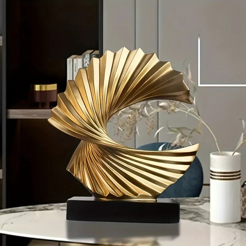 Abstract Ornament, Resin Golden Statue Art Craft, for Wine Cabinet, Bookshelf Home Living Room Office... - House Of Avana