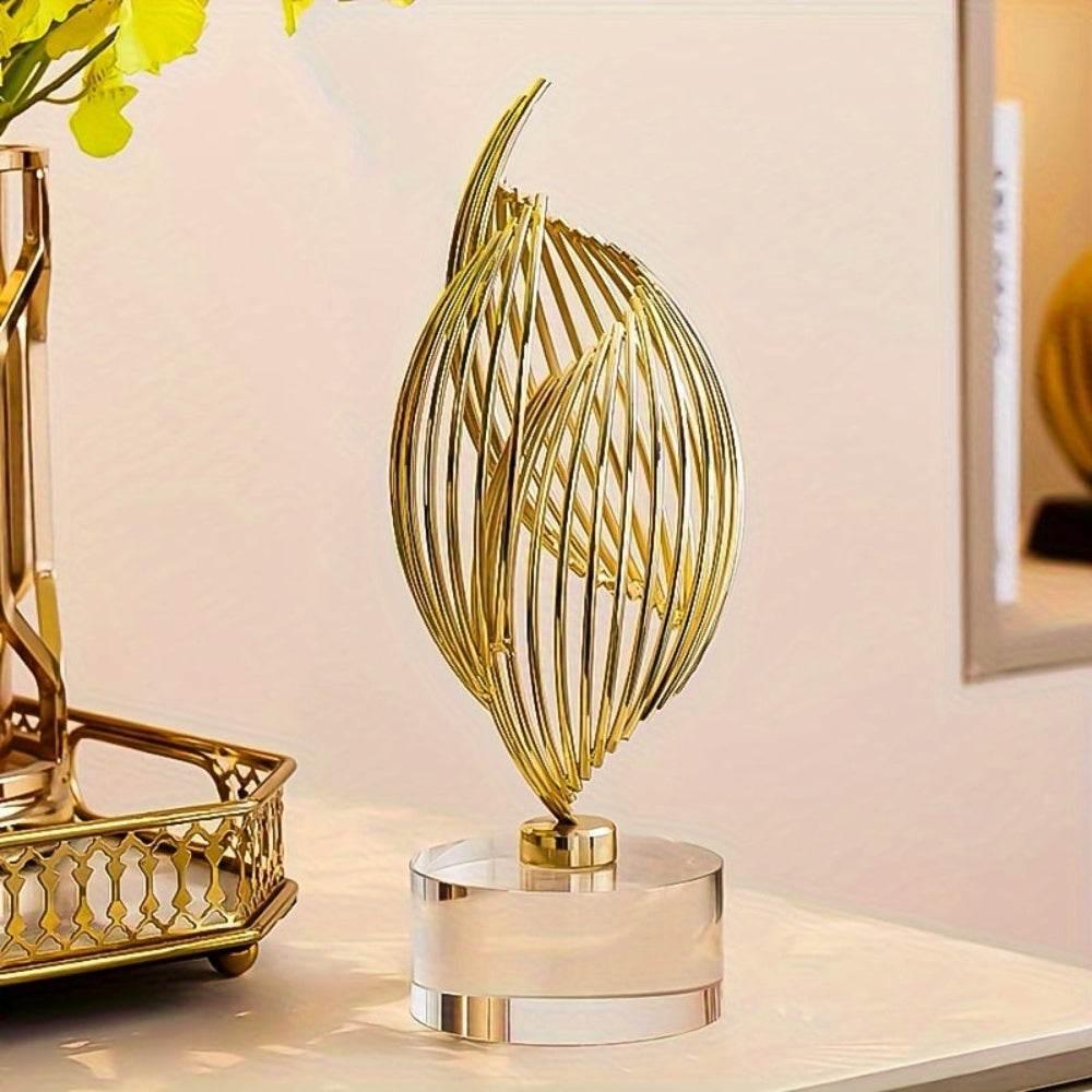 Abstract Golden Twisted Tabletop Sculpture - House Of Avana