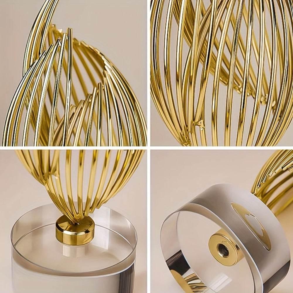 Abstract Golden Twisted Tabletop Sculpture - House Of Avana