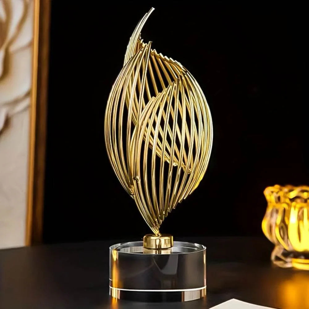Abstract Golden Twisted Tabletop Sculpture - House Of Avana