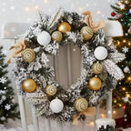 1pc Large Artificial Wreath Centerpiece with Pine Leaves & Golden Accents - Elegant Winter Holiday Decor for Dining Table, Fireplace, or Window - Handmade Plastic, Candle Holder & Wall Hanging Decoration, Christmas Decoration House Of Avana