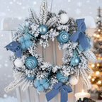 1pc Large Artificial Wreath Centerpiece with Pine Leaves & Golden Accents - Elegant Winter Holiday Decor for Dining Table, Fireplace, or Window - Handmade Plastic, Candle Holder & Wall Hanging Decoration, Christmas Decoration House Of Avana