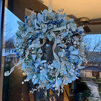 Artificial 16-inch Wreath with Blueberry & Eucalyptus and Golden Accents - House Of Avana
